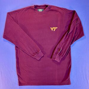 Vintage 90s Virginia Tech Hokies Collegiate Team Long Sleeve Maroon Shirt L